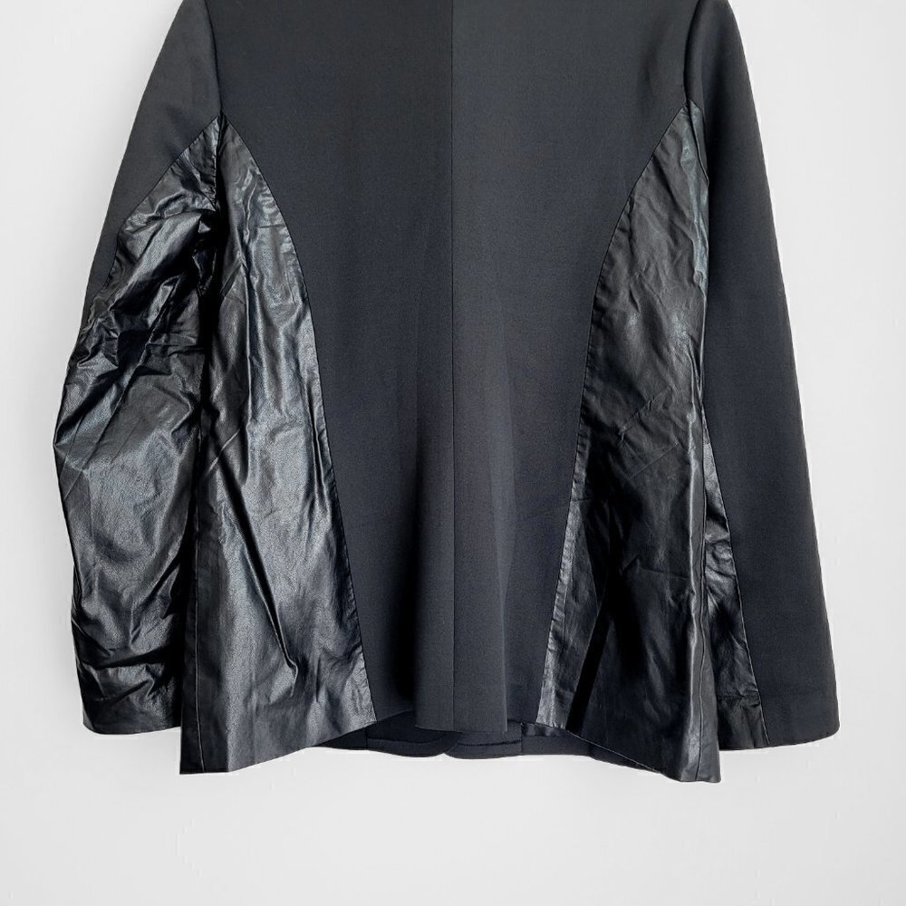 NWT Redwood Court Black Cotton Faux Leather Trim Blazer - Picture 10 of 12